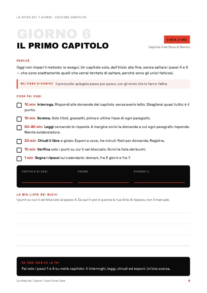 Giorno 6: il metodo in sei passi
